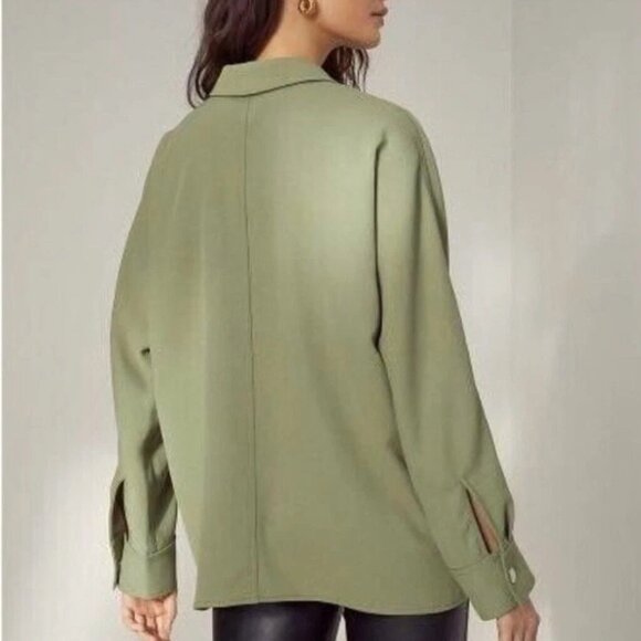 NWT Aritzia Wilfred Freeform Relaxed Button-Up Shirt, Bitter Sage Green, Size XS - Picture 2 of 11